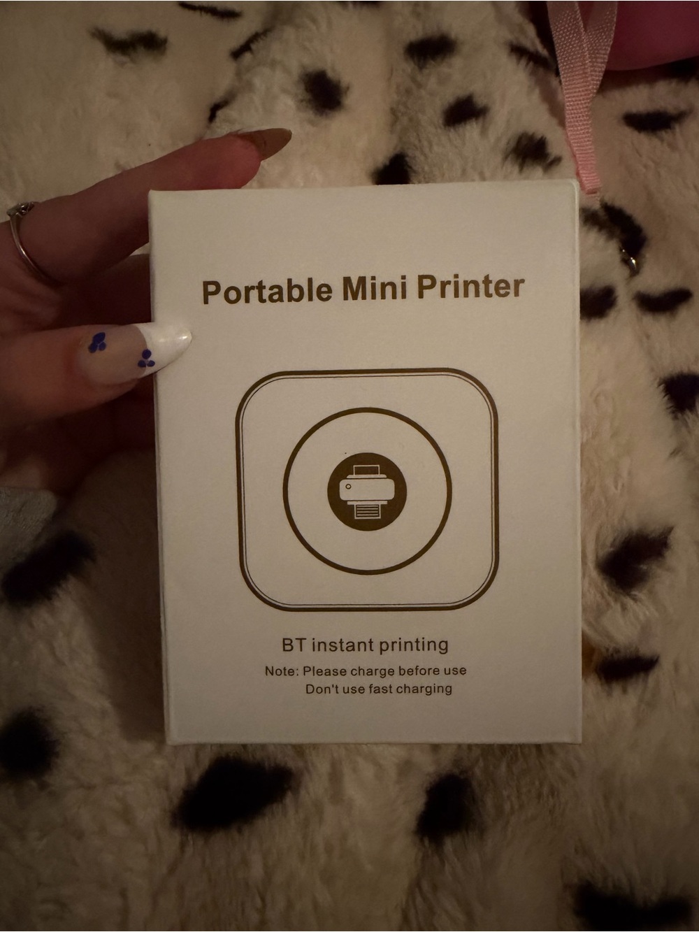 Portable Mini Printer - White with Gold Accents